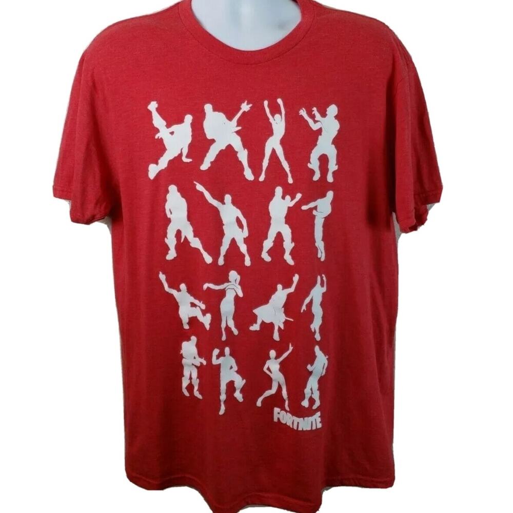 Official Epic Games Fortnite Video Game Dance Moves Red Tshirt Size L